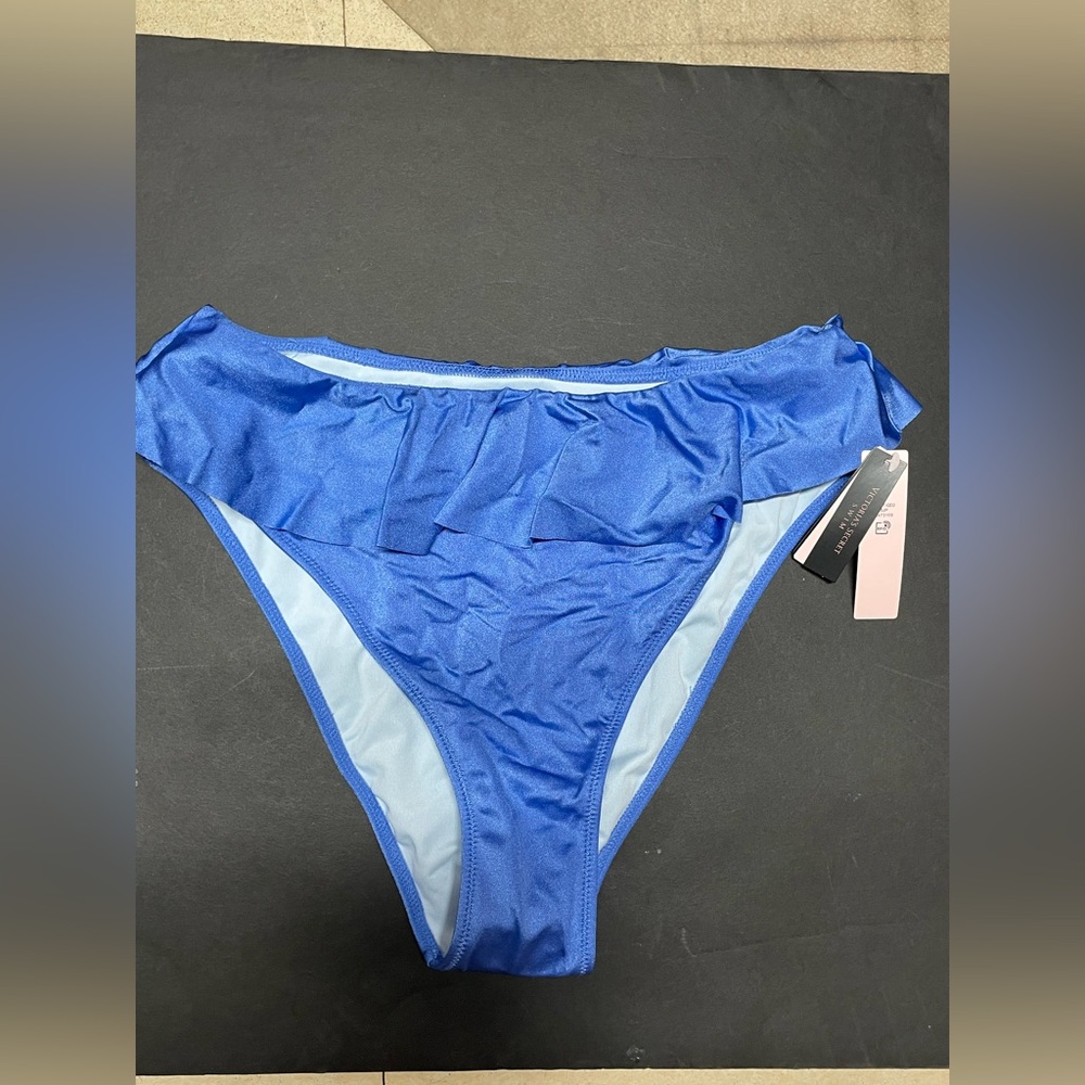 Victoria’s Secret Blue Smooth Ruffle High Waist Brazilian Bikini Bottom, M